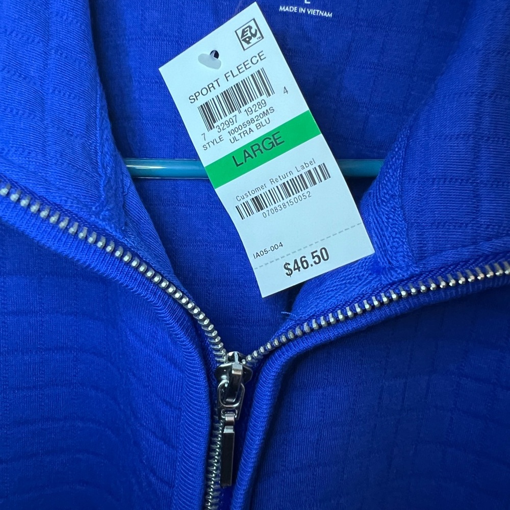 Blue Utility Jacket with Quilted Design and Stand-Up Collar - Picture 3 of 5